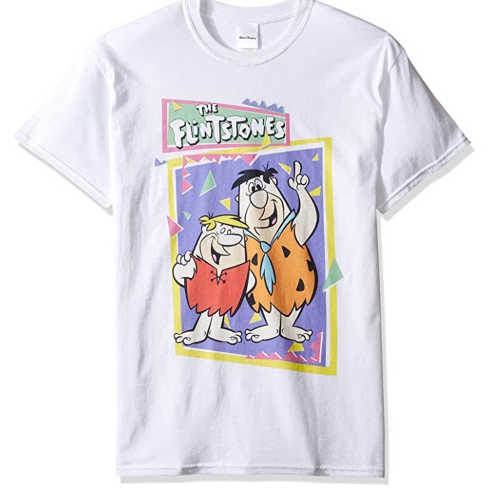 Flintstones retro lic. Tee Barney & Fred white L